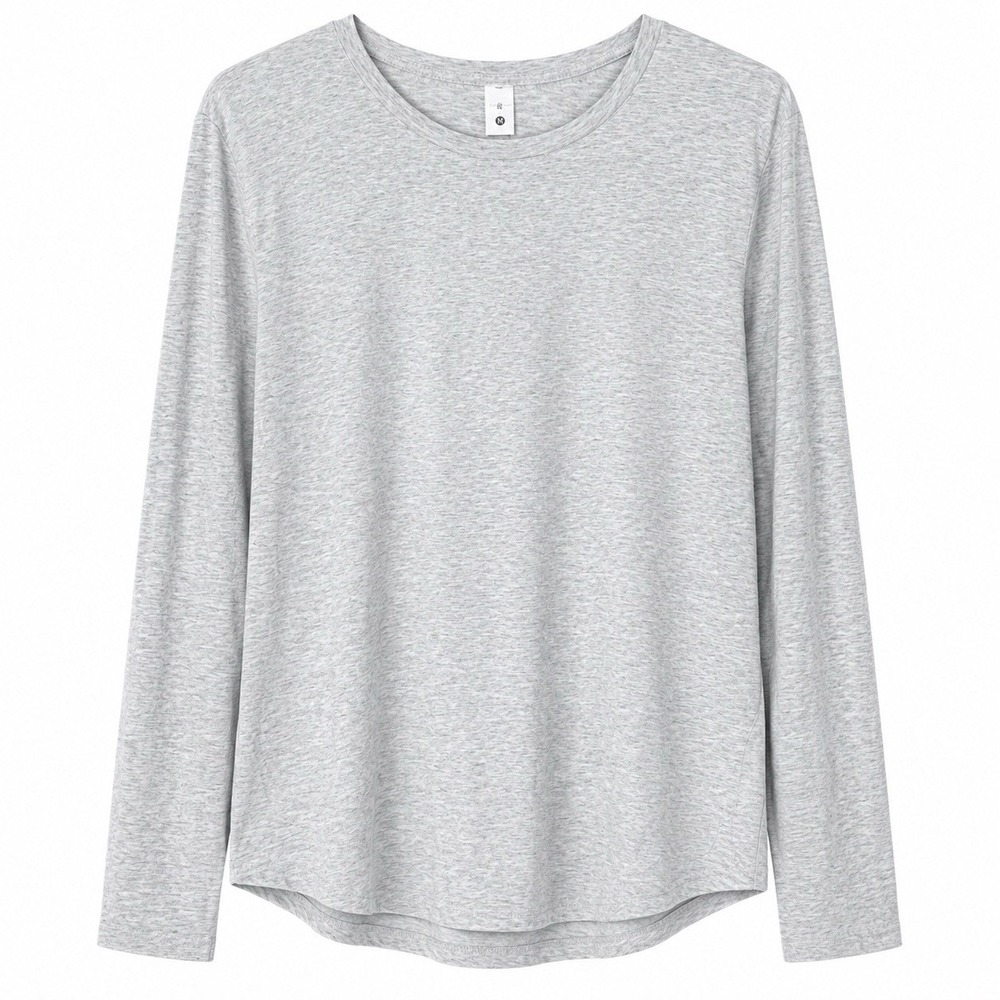 Lululemon‎ Love Long Sleeve Shirt 12 Heathered Core Ultra Light Gray Pima Cotton